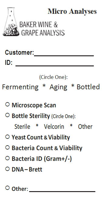 Baker Wine & Grape Analysis Label